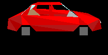 A whole animated car rendered in the command-line, complete with hubcaps, windshield wipers, and headlights