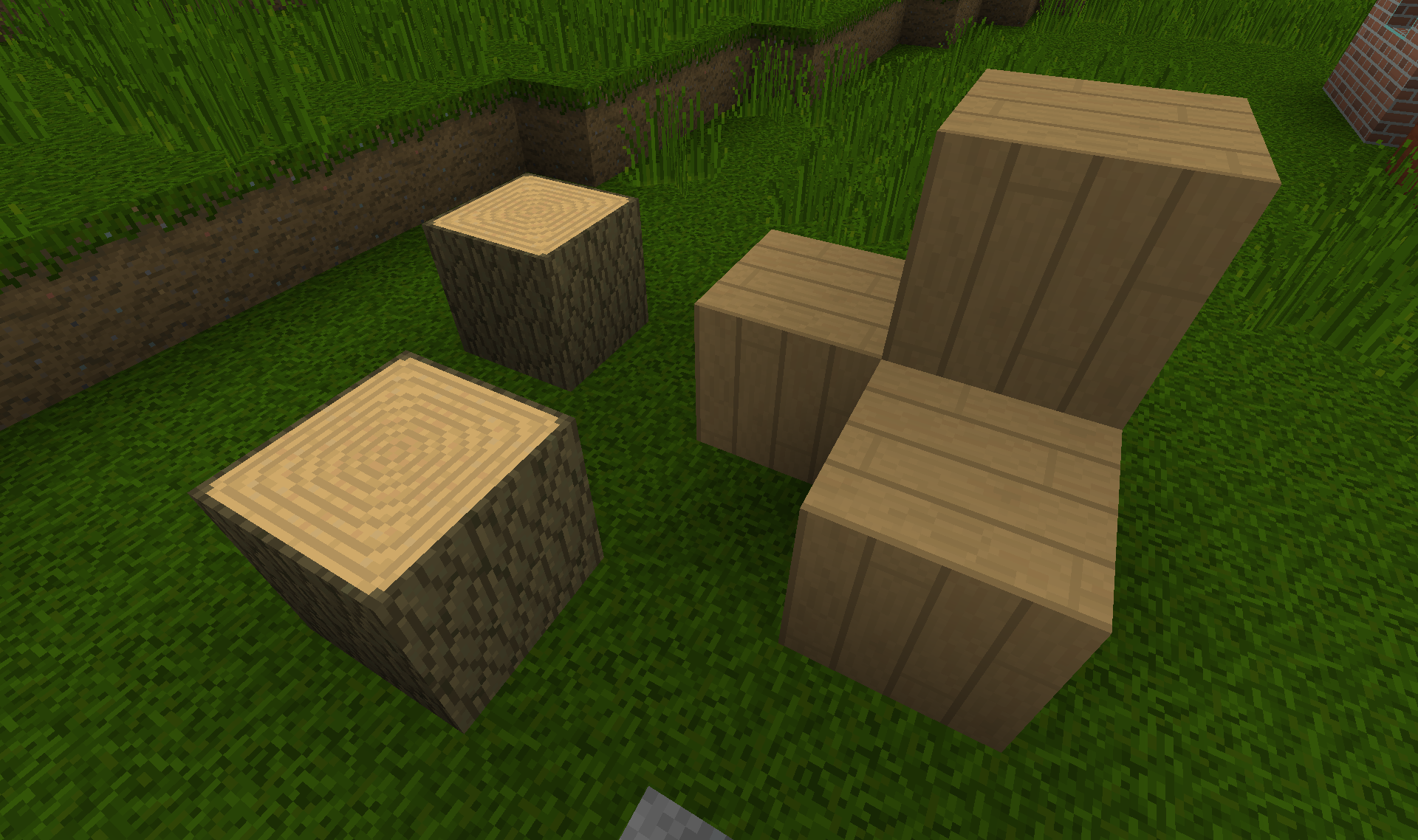 Oak log and plank blocks