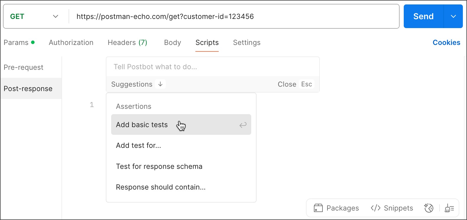 Get test suggestions from Postbot