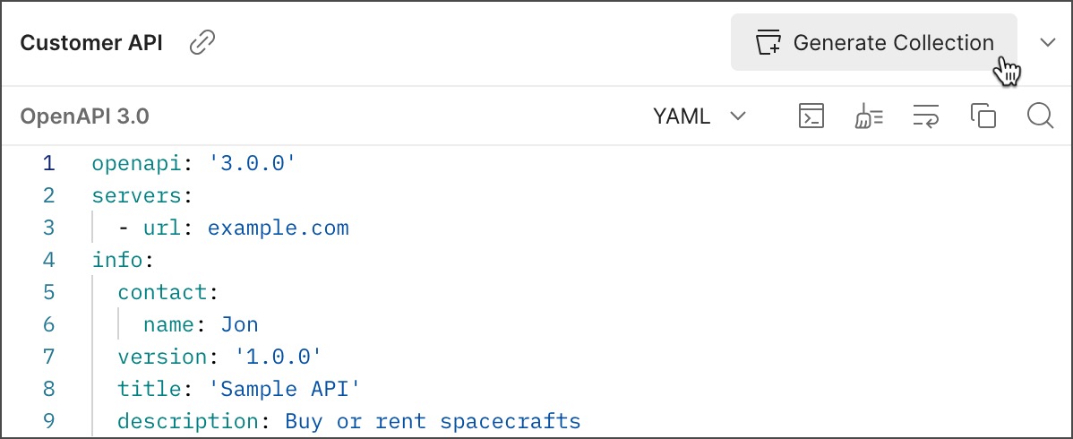 Generate a collection from a specification