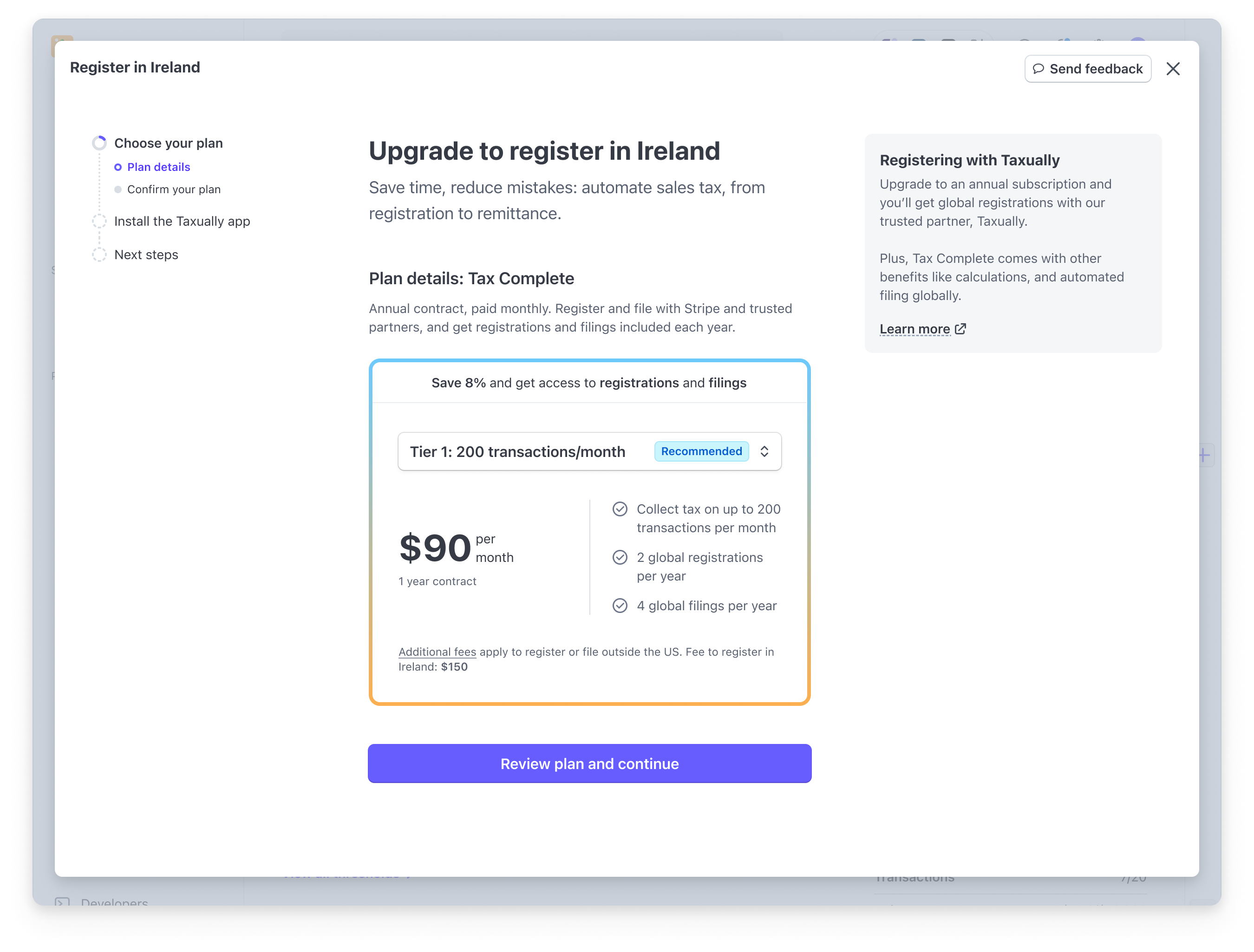 Upgrade to a Tax subscription plan