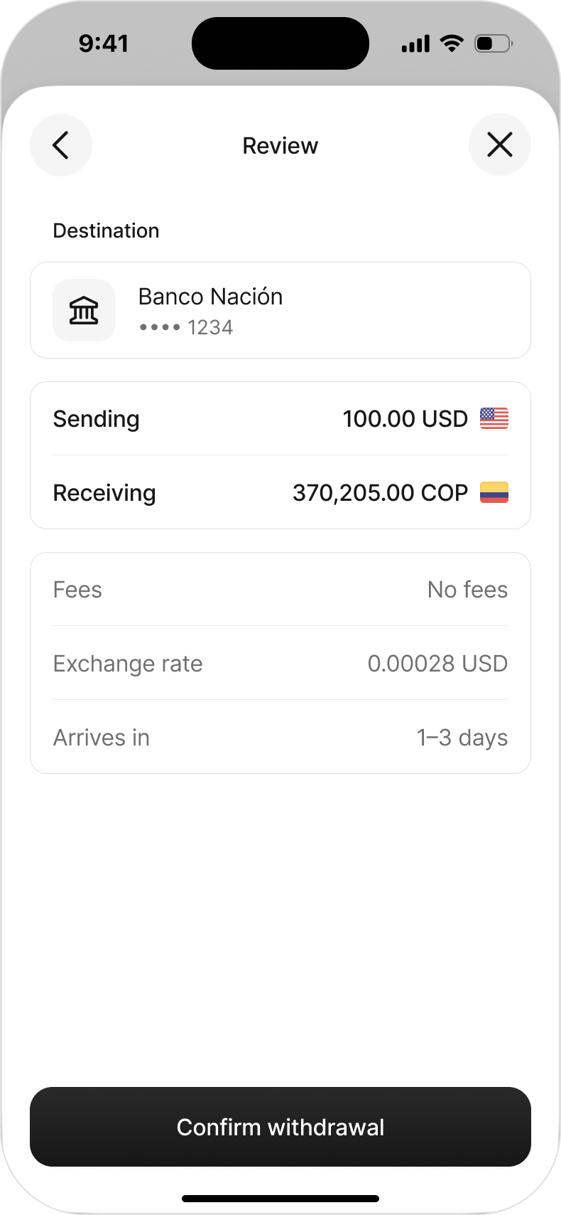 {% $link.brand_name %} payout withdrawal step 3