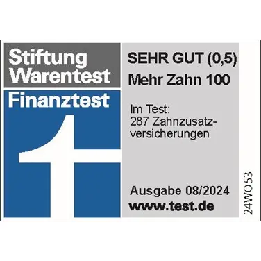 Testsiegel Stiftung Warentest Mehr Zahn 100: Sehr gut (0,5) Testsiegel Stiftung Warentest Mehr Zahn 100: Sehr gut (0,5)