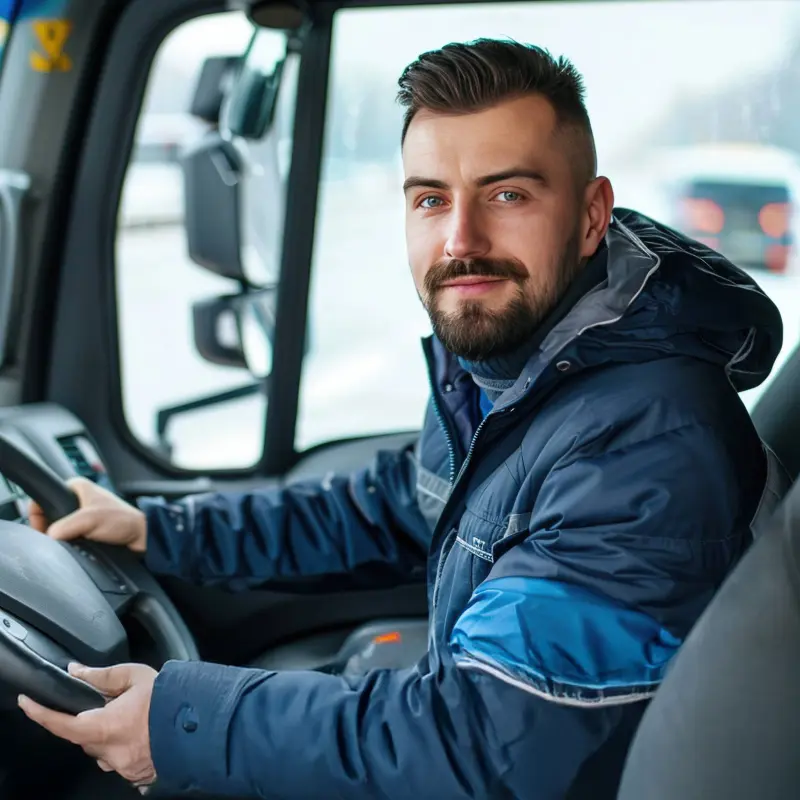 BarmeniaGothaer Gewerbliche KFZ-Versicherung: Ein LKW-Fahrer sitzt in einem LKW am Steuer BarmeniaGothaer Gewerbliche KFZ-Versicherung: Ein LKW-Fahrer sitzt in einem LKW am Steuer