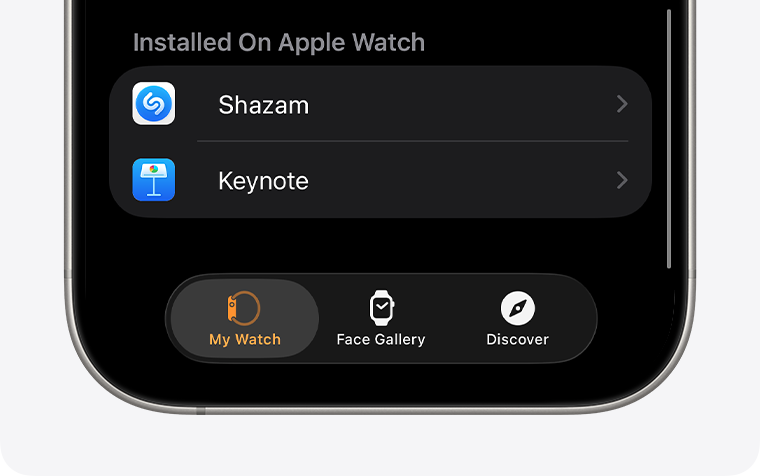 iPhone screen showing Watch app