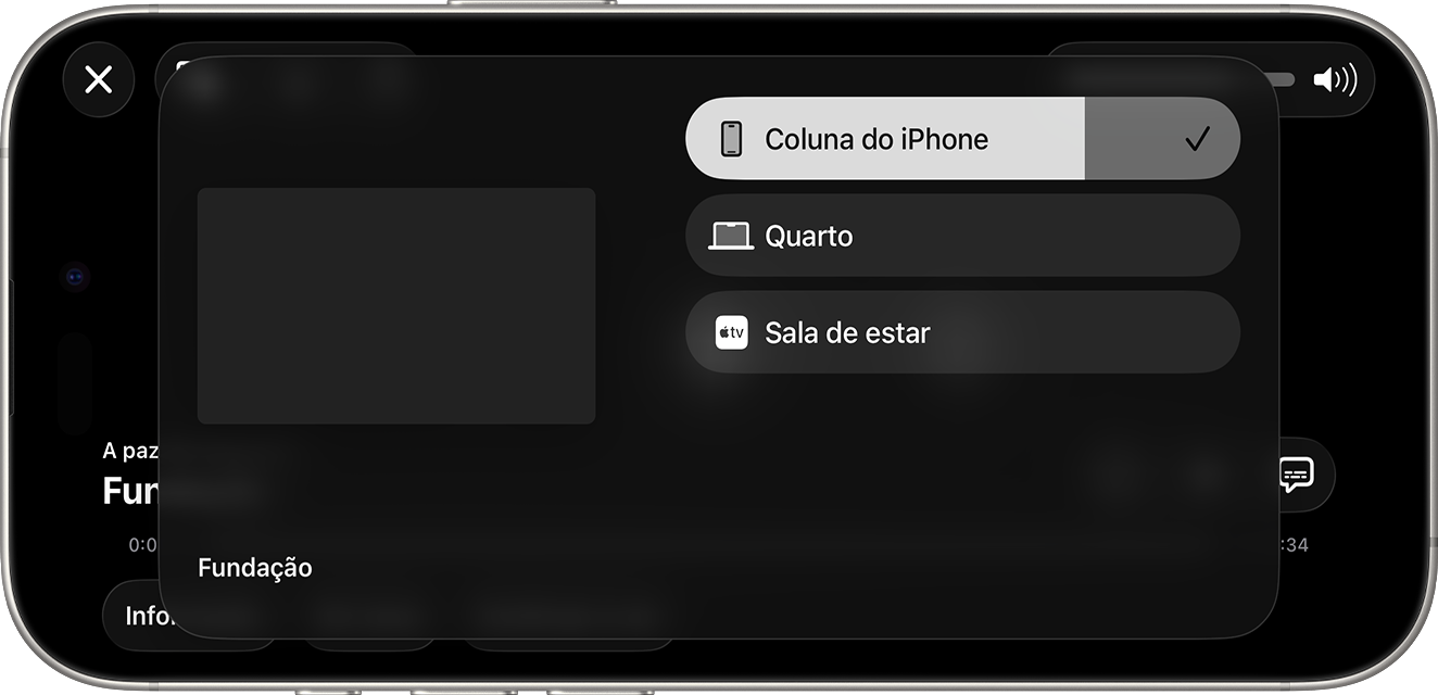 Os dispositivos disponíveis aparecem para seleção em Colunas e televisões.