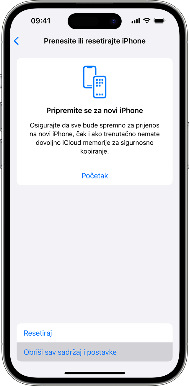 U postavkama iPhone uređaja izbrišite sve svoje osobne podatke pomoću značajke Izbriši sav sadržaj i postavke.