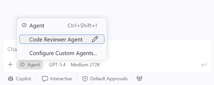 VS Code showing a custom agent configuration with instructions and tools.