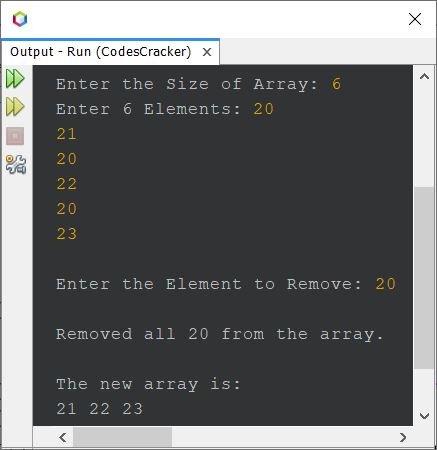 remove element from array java program