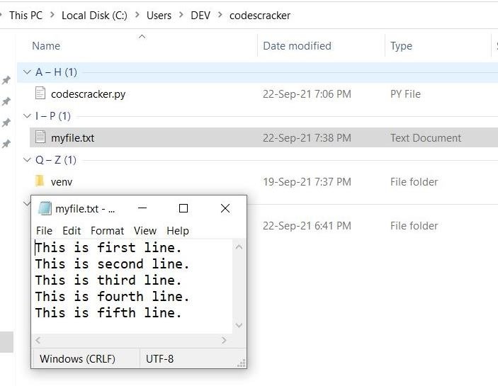 python readlines function