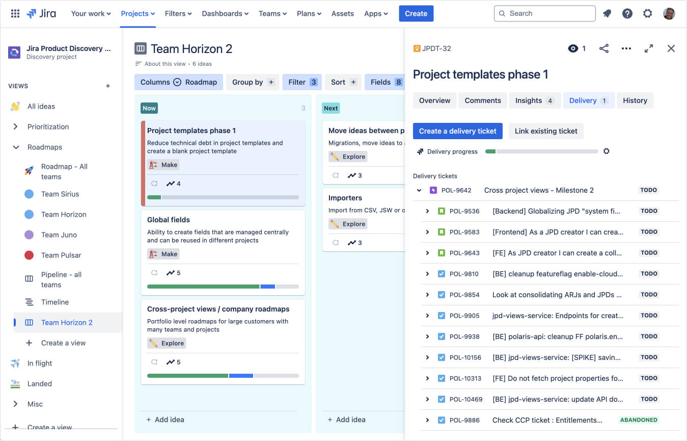 Schermata dei task degli utenti Jira