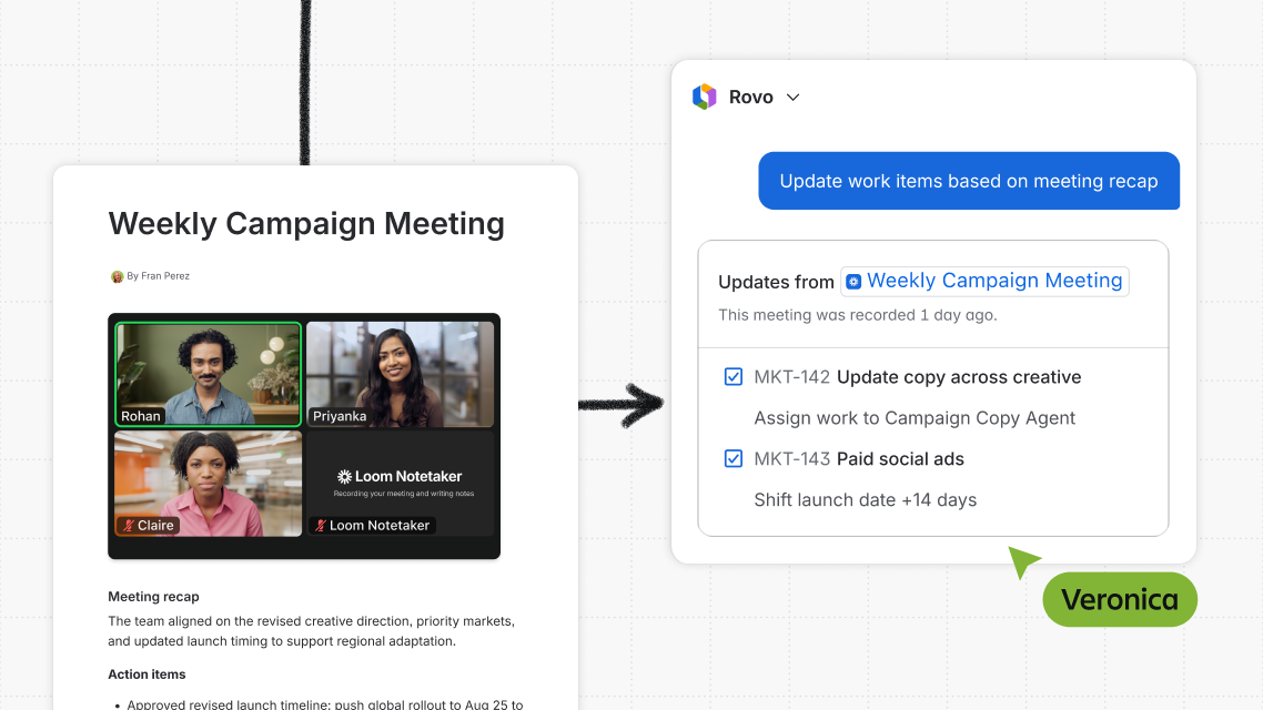 Updating work items from a meeting recap
