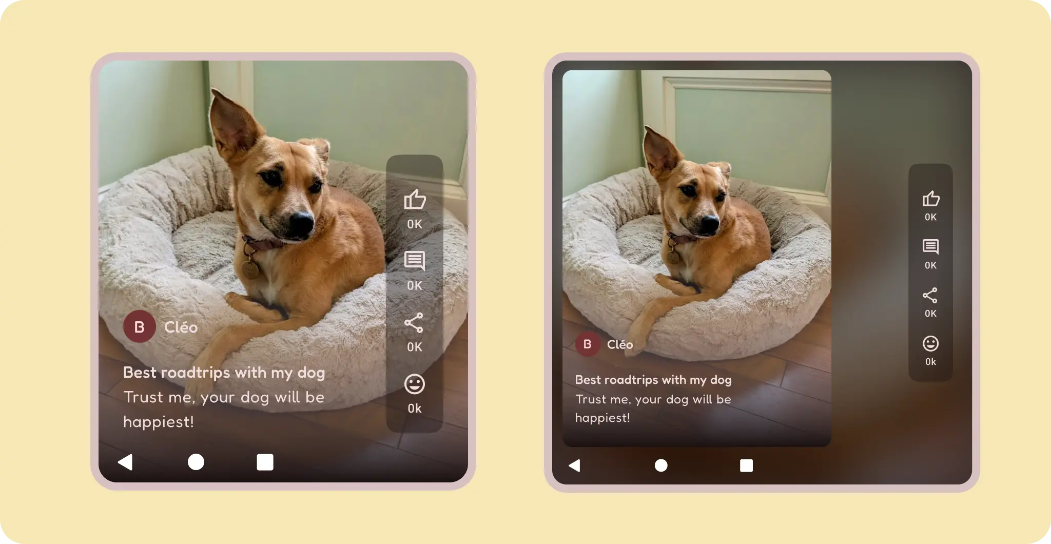 A cover display with a vertical oriented content