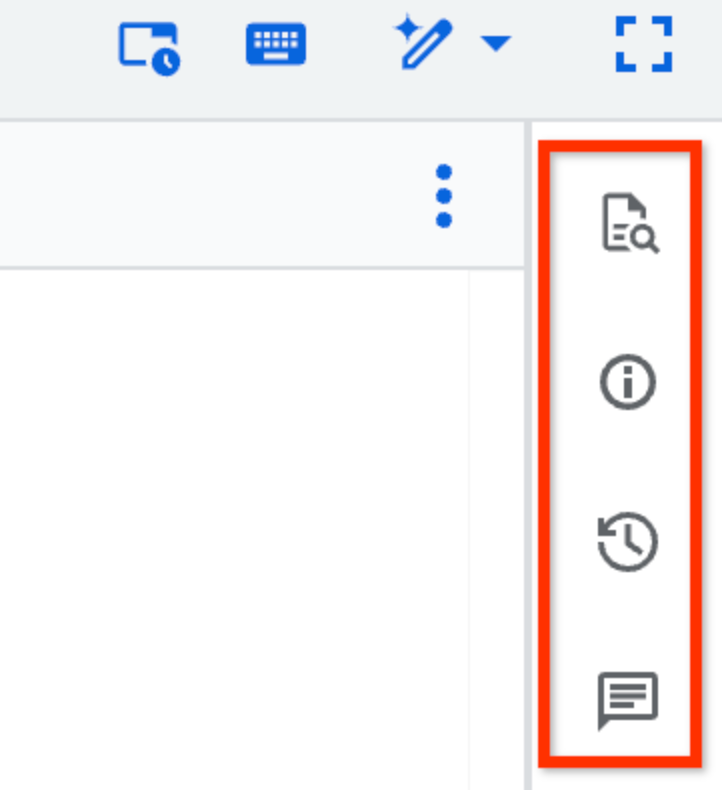 Toolbar adjacent to the query editor.