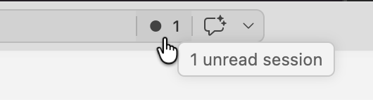 Скриншот индикатора непрочитанных сессий в VS Code.