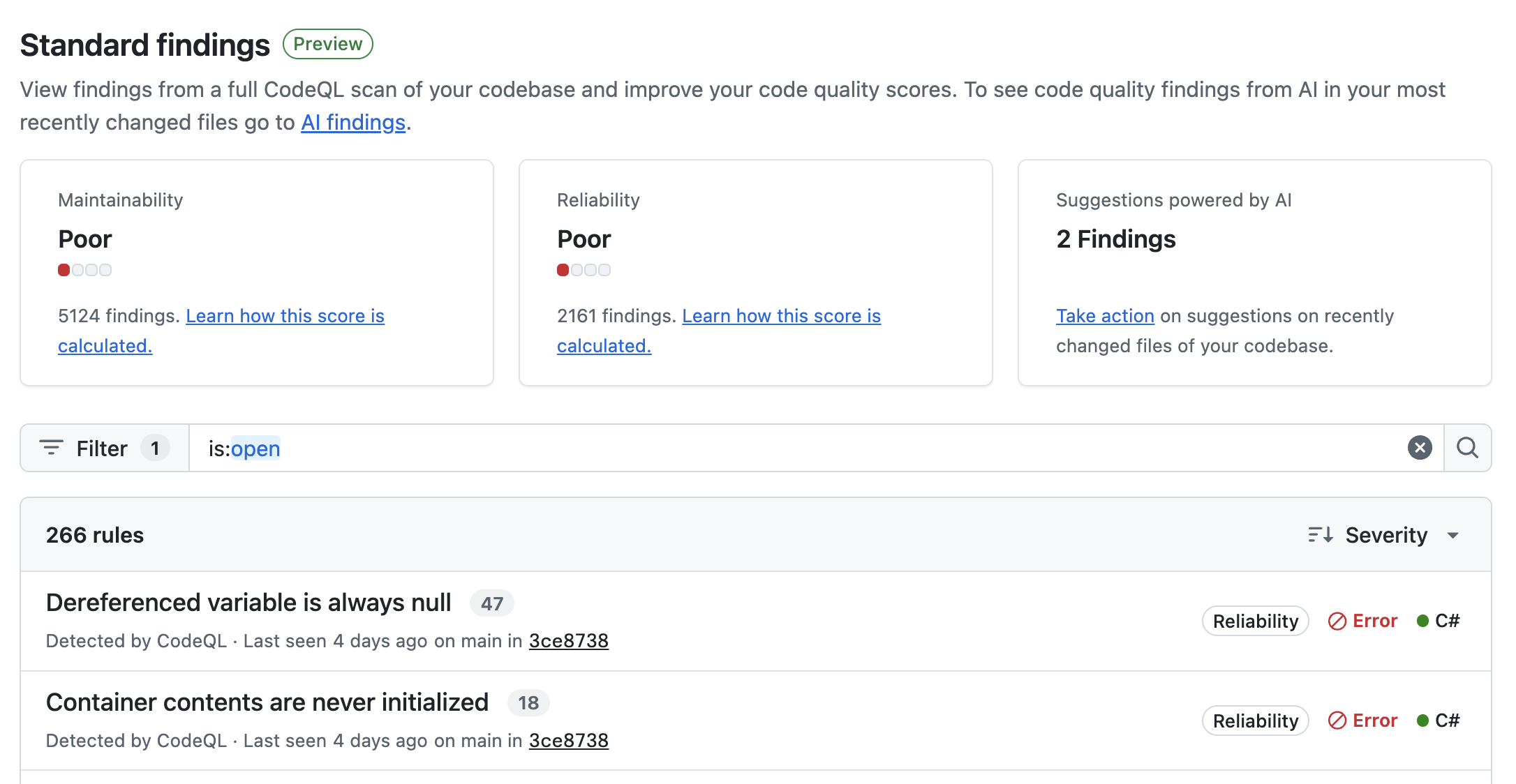 Screenshot of code quality scores in the "Стандартные выводы" view for Code Quality.