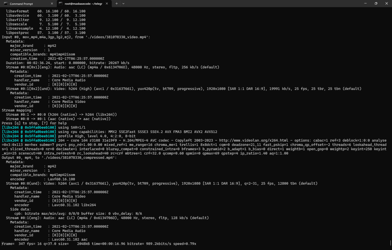 Telegram Video Compressor Bot