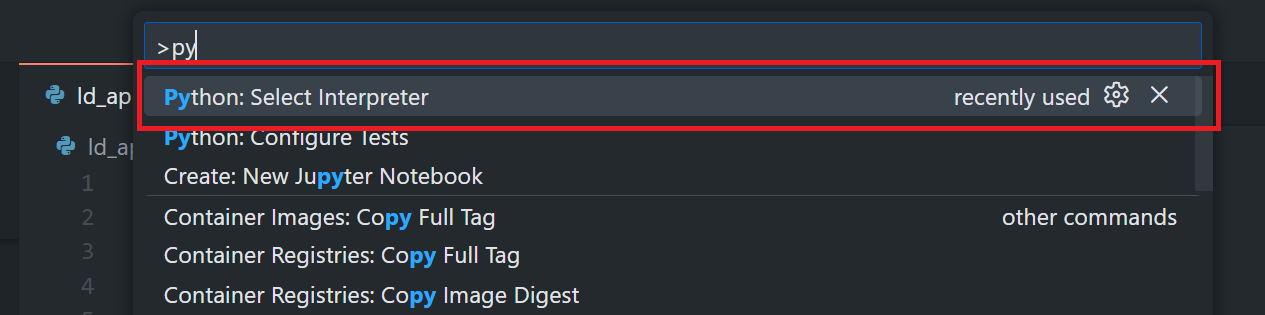 Select Python Interpreter alt text