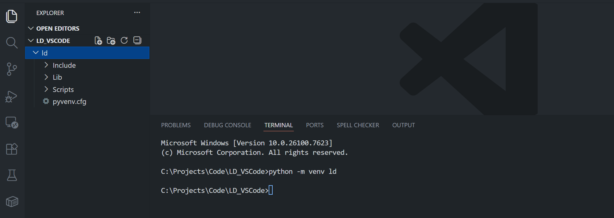 Create venv in VS Code alt text