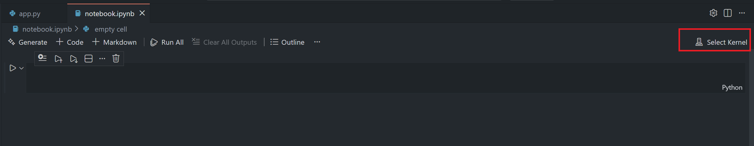 Create Jupyter Notebook in VS Code alt text