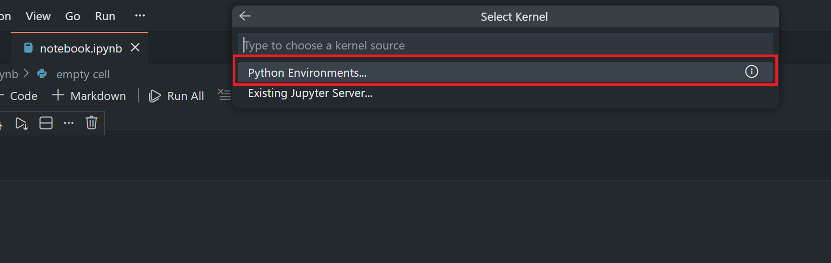 Create Jupyter Notebook in VS Code alt text