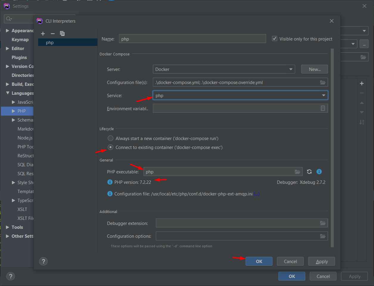Define additional option of the connectivity