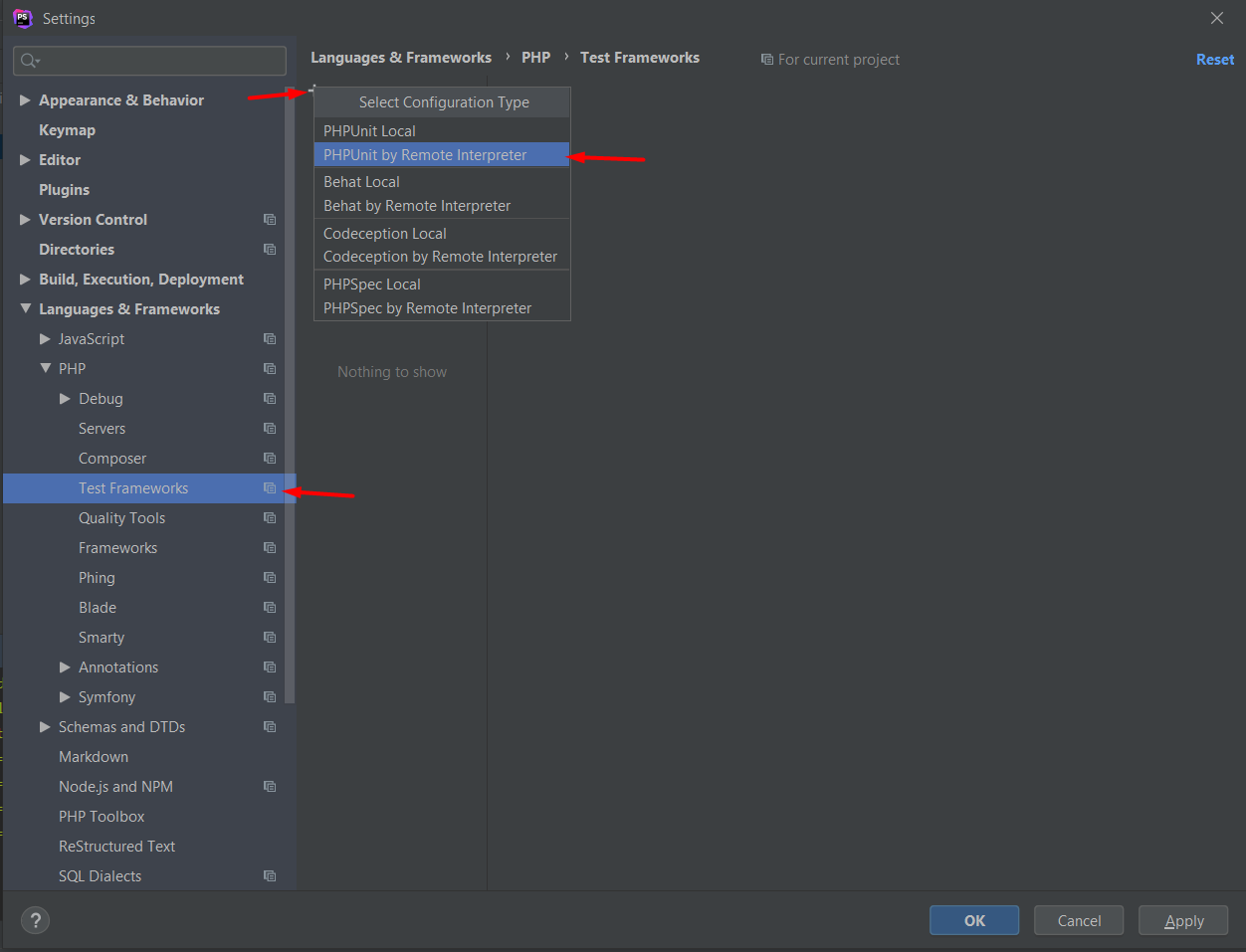 Define PHPUnit by remote interpreter