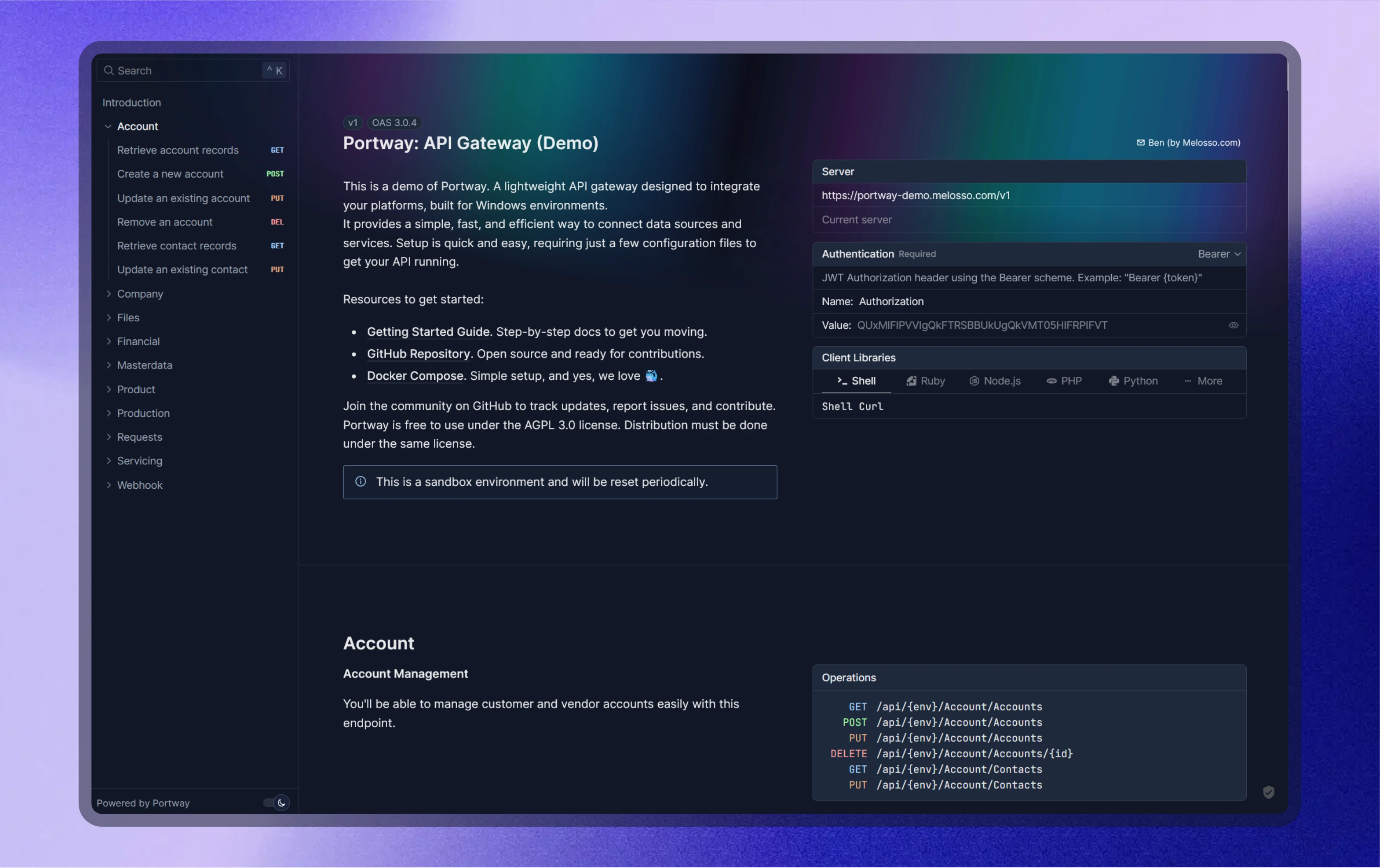 Screenshot of Portway