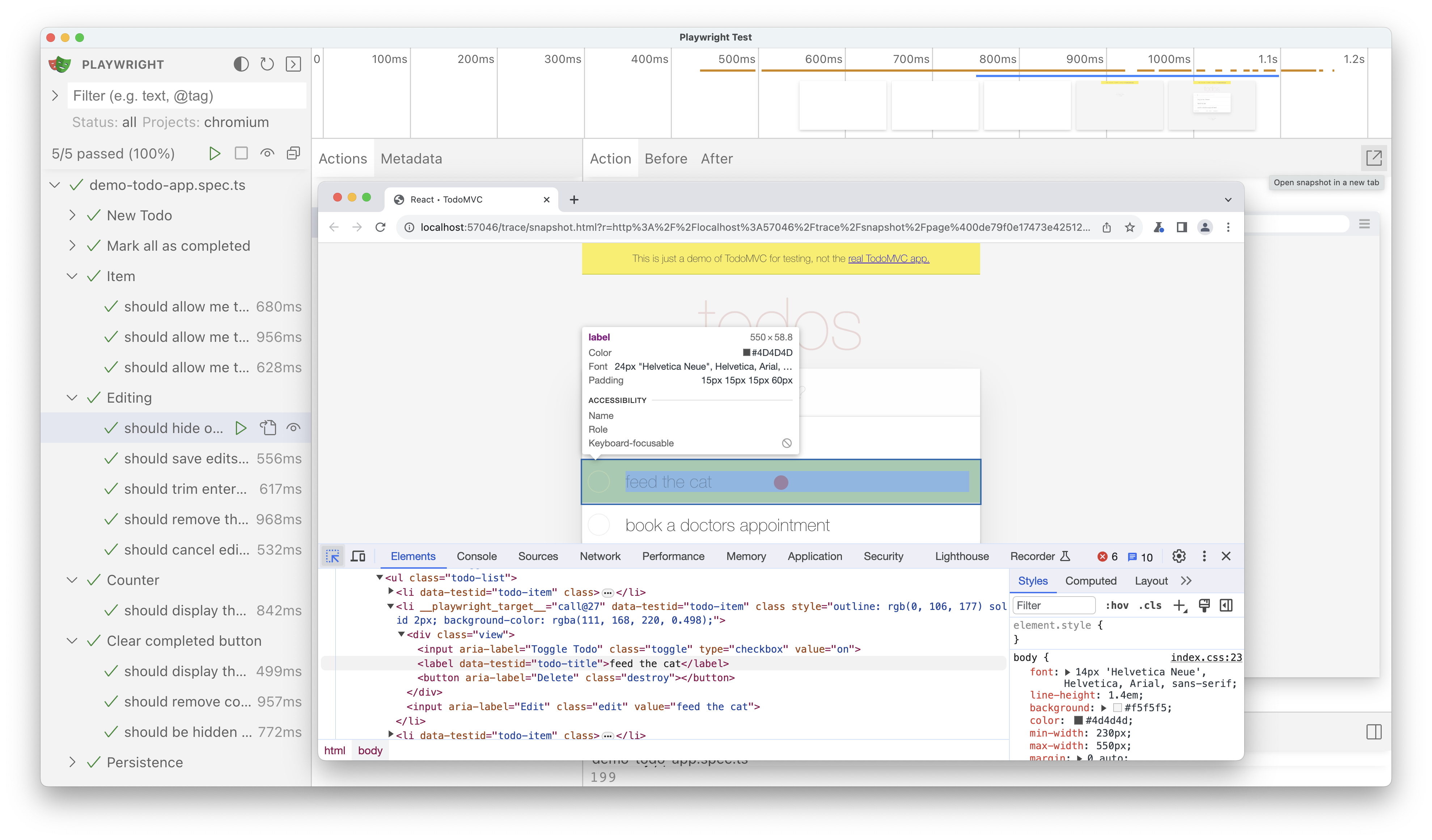 pop out dom snapshot in ui mode