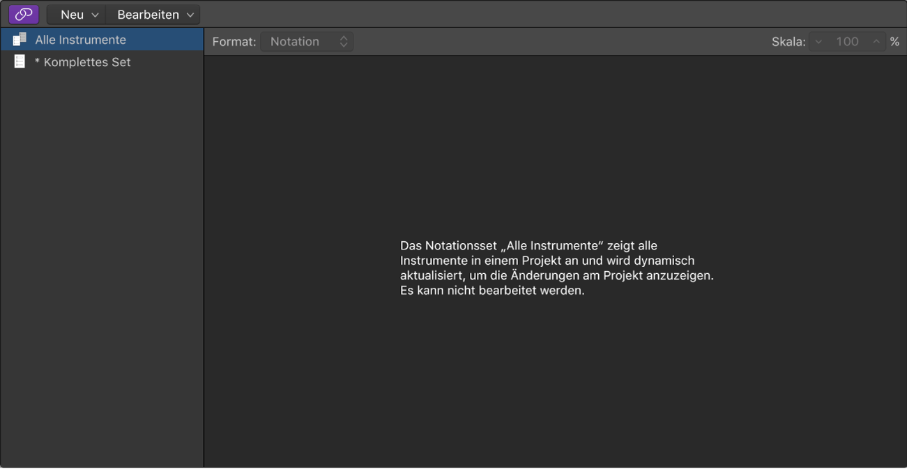 Abbildung. Fenster „Notationsset“