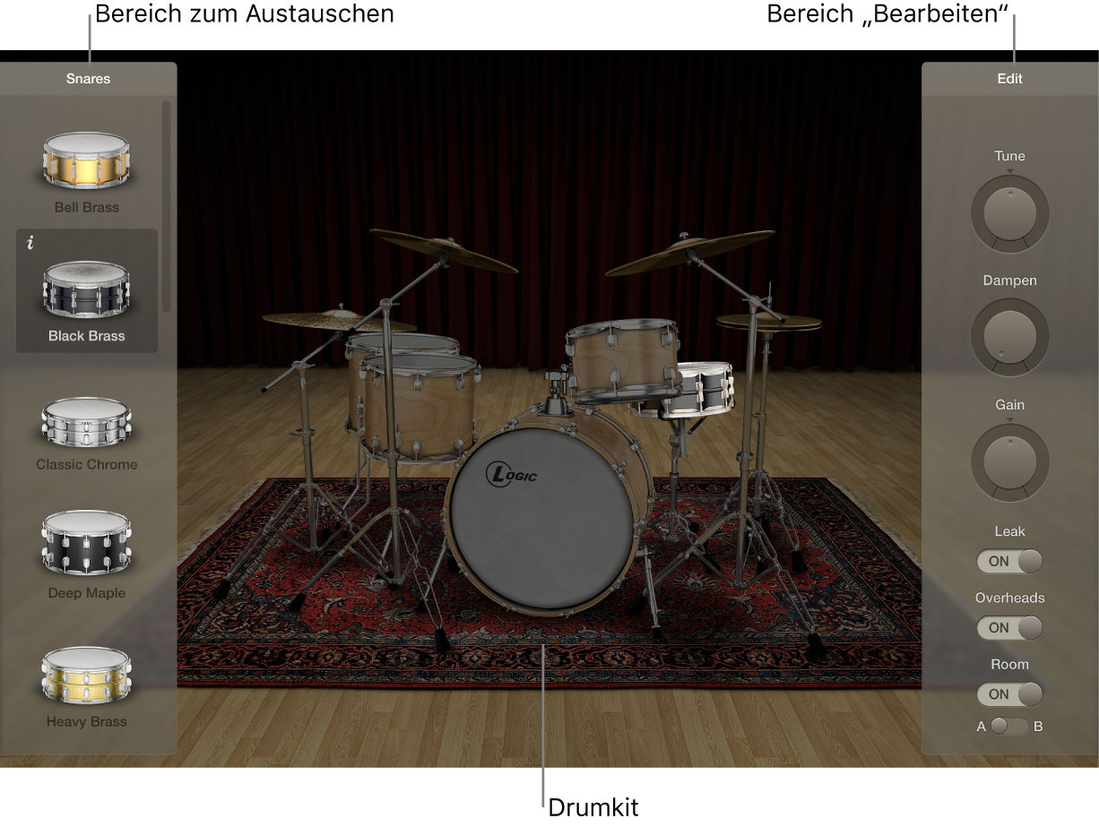 Abbildung. Benutzeroberfläche von Drum Kit Designer