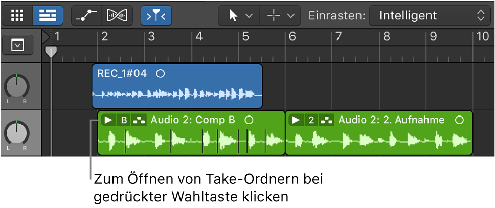 Abbildung. Das Dreiecksymbol des Take-Ordners