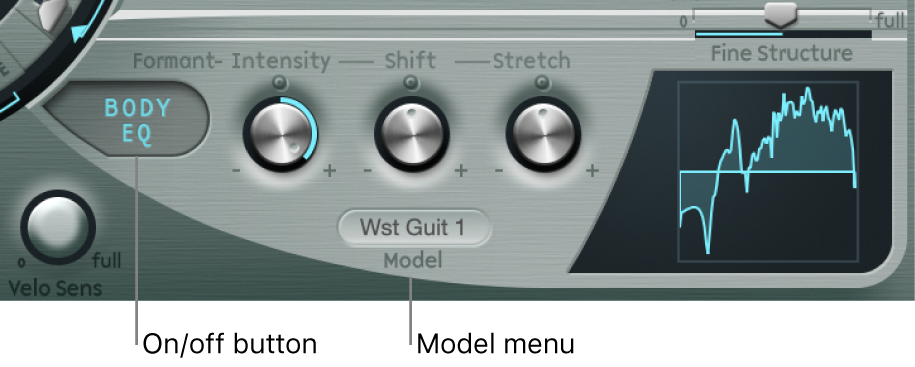 Figure. Body EQ On/Off and Model parameters.
