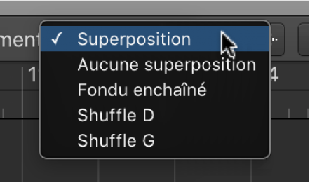 Figure. Menu local Glissement pour la zone Pistes.