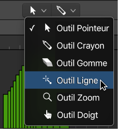 Figure. Outil Ligne dans le menu Outils.