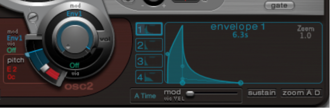 Figure. Oscillateur 2 et enveloppe 1.