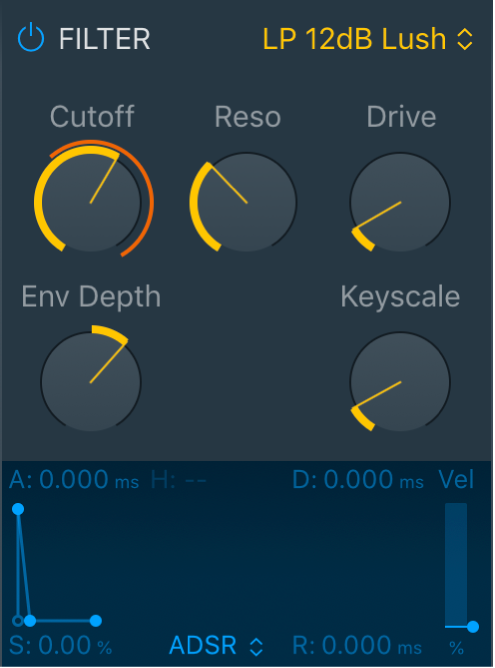 図。Quick Samplerのフィルタパラメータ。