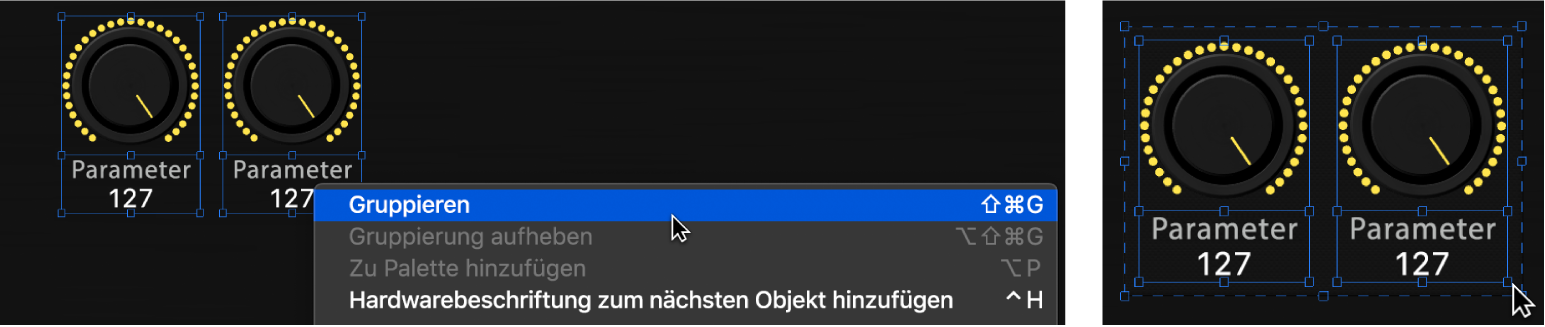 Bildschirmsteuerungen gruppieren