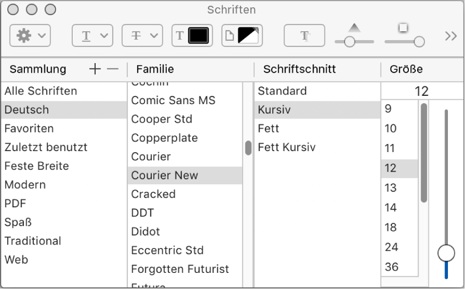 Abbildung. Fenster „Schrift“ des Marker-Texts
