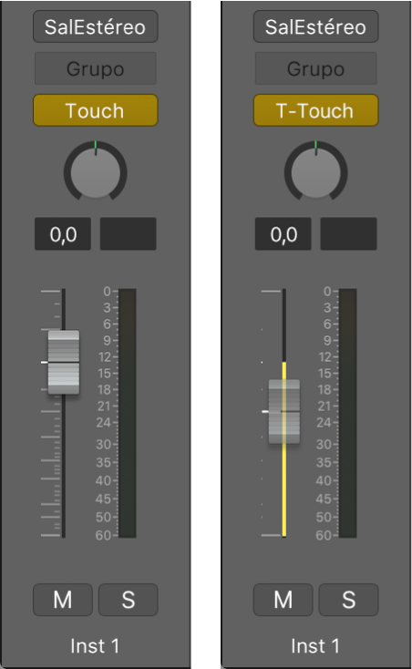 Ilustración. Fader Volumen con el modo “Trim Touch”.