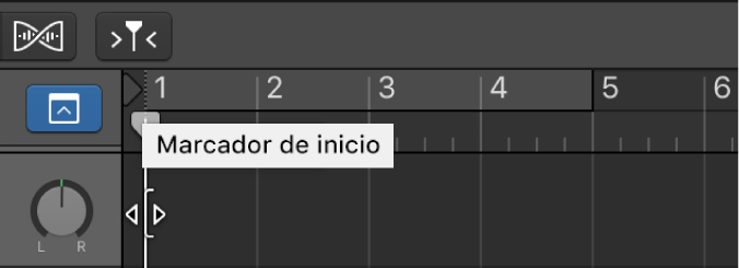 Ilustración. Marcador de inicio de proyecto en la regla del área Pistas.