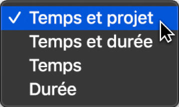Figure. Sélection de Temps et projet dans l’écran LCD pour afficher les propriétés du projet.