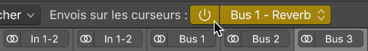 Figure. Menu local « Envois sur les curseurs » dans le menu de la table de mixage.