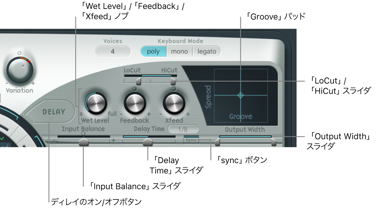 図。ディレイパラメータ。