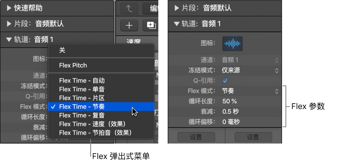 图。显示 Flex 算法和参数的轨道检查器。