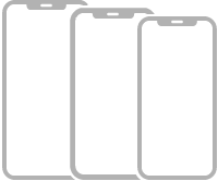 Une illustration de trois modèles d’iPhone avec Face ID.