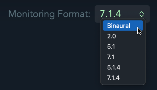 Abbildung. Einblendmenü für das Monitoring-Format
