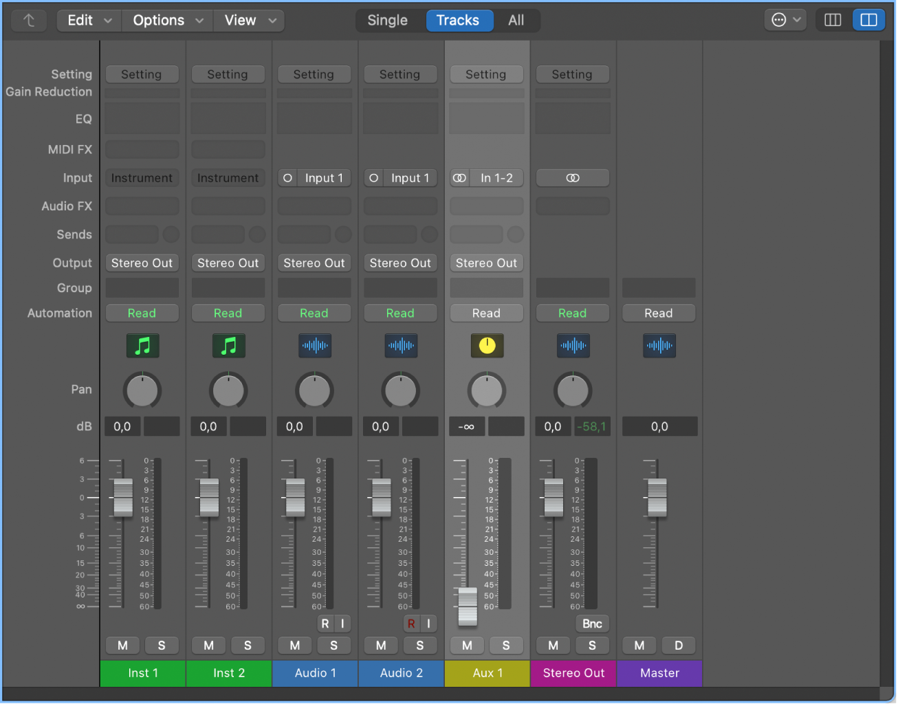 Figure. Ouverture de la table de mixage.