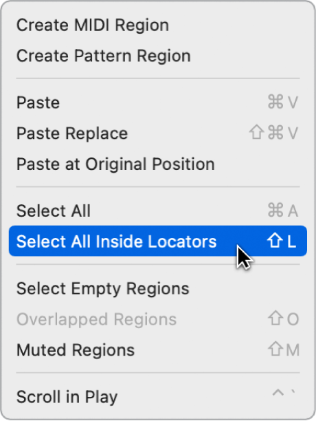 Figure. Zone Arrangement avec menu contextuel ouvert.