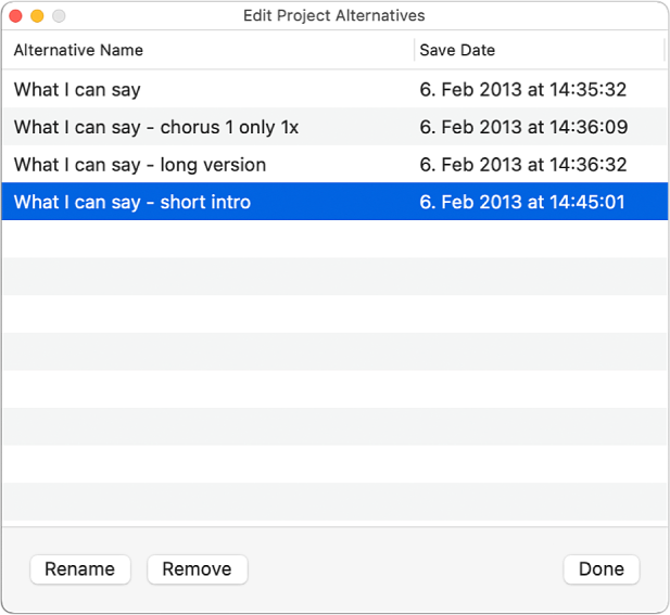Figure. Zone de dialogue Modifier Alternatives.